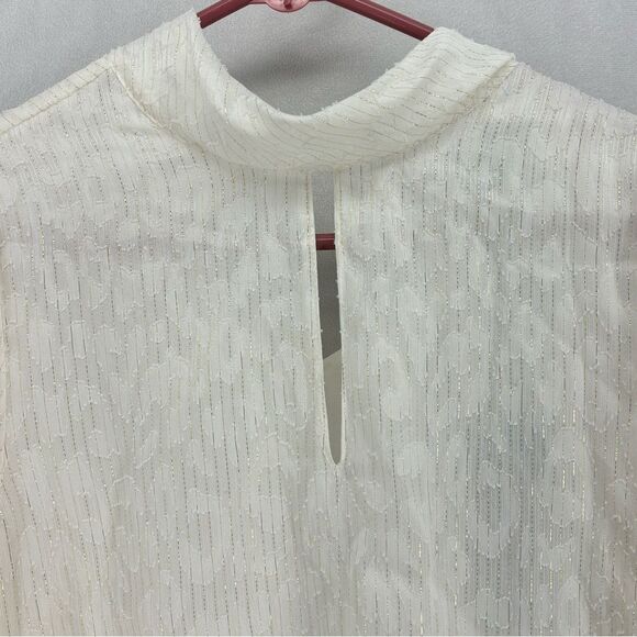 NWT Karl Lagerfeld Paris Women’s Small White Keyhole Mock Turtleneck Puff Sleeve - Picture 9 of 11